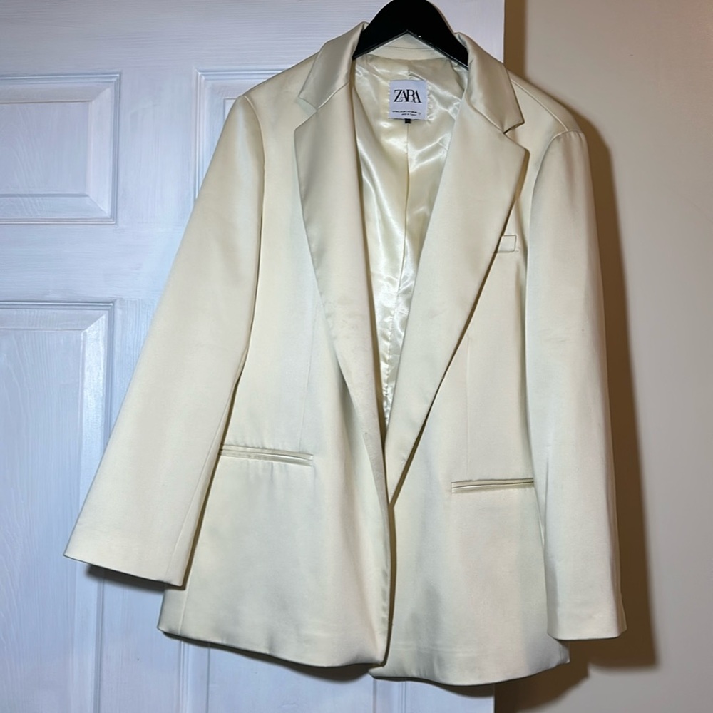 Zara Creamy Blazer with Satin effect.